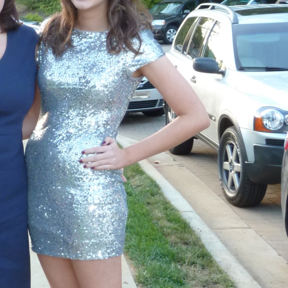 Alice + Olivia silver sequin minidress